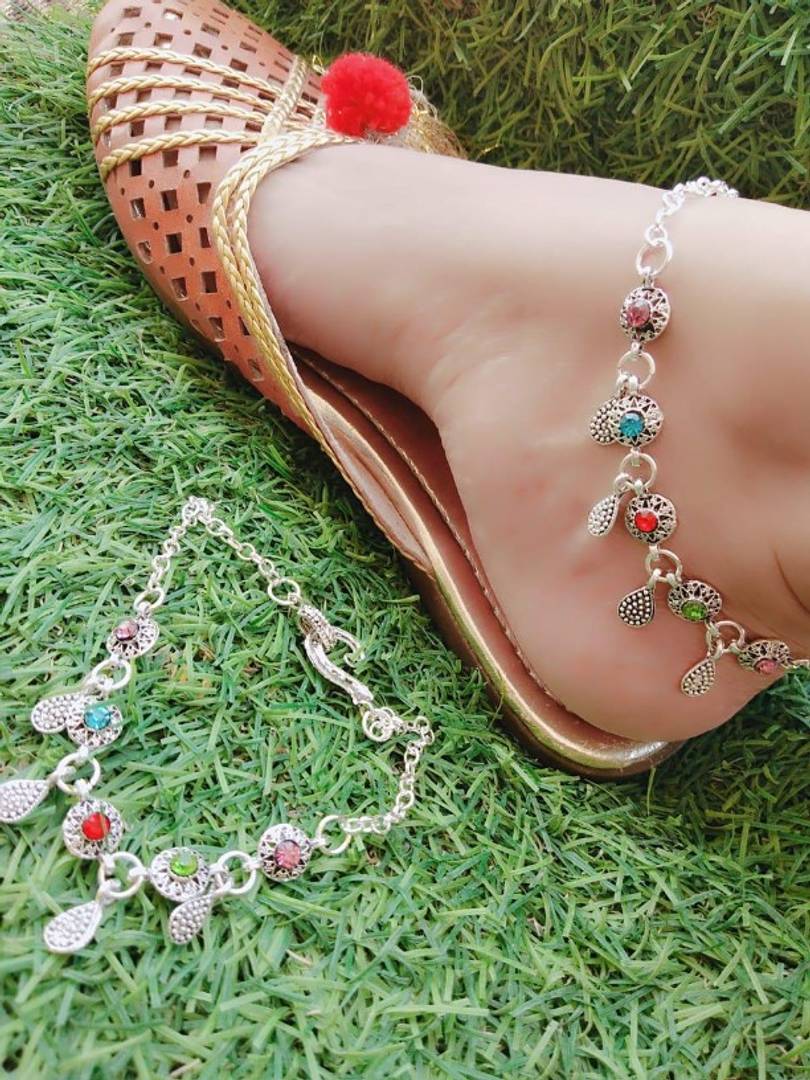Trendy Beautiful Brass Silver Plated Anklets